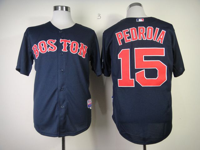 Men Boston Red Sox #15 Pedroia Blue MLB Jerseys->boston red sox->MLB Jersey